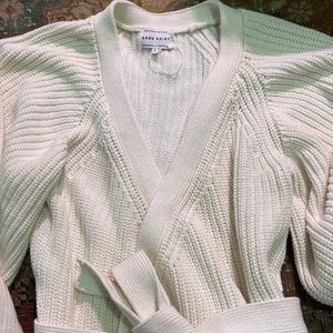 Sabo Skirt white belted chunky knit sweater size S